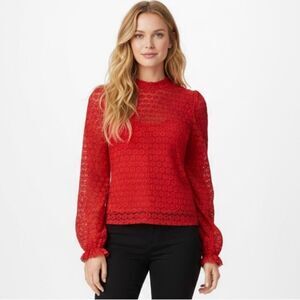 Nightcap Clothing Beaux Lace Polka Dot Long Sleeve Blouse RTR